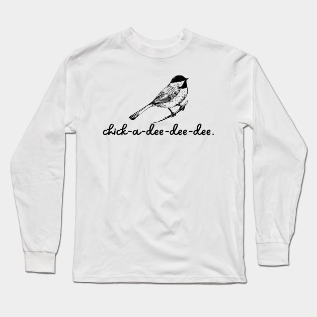 Black-Capped Chickadee Simplistic Line Art Long Sleeve T-Shirt by CursedContent